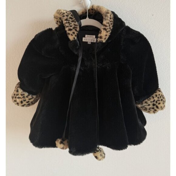 Vintage Helena Neiman Marcus Black Faux Fur Lined Hooded Toddler Coat Size 3T - Picture 10 of 13